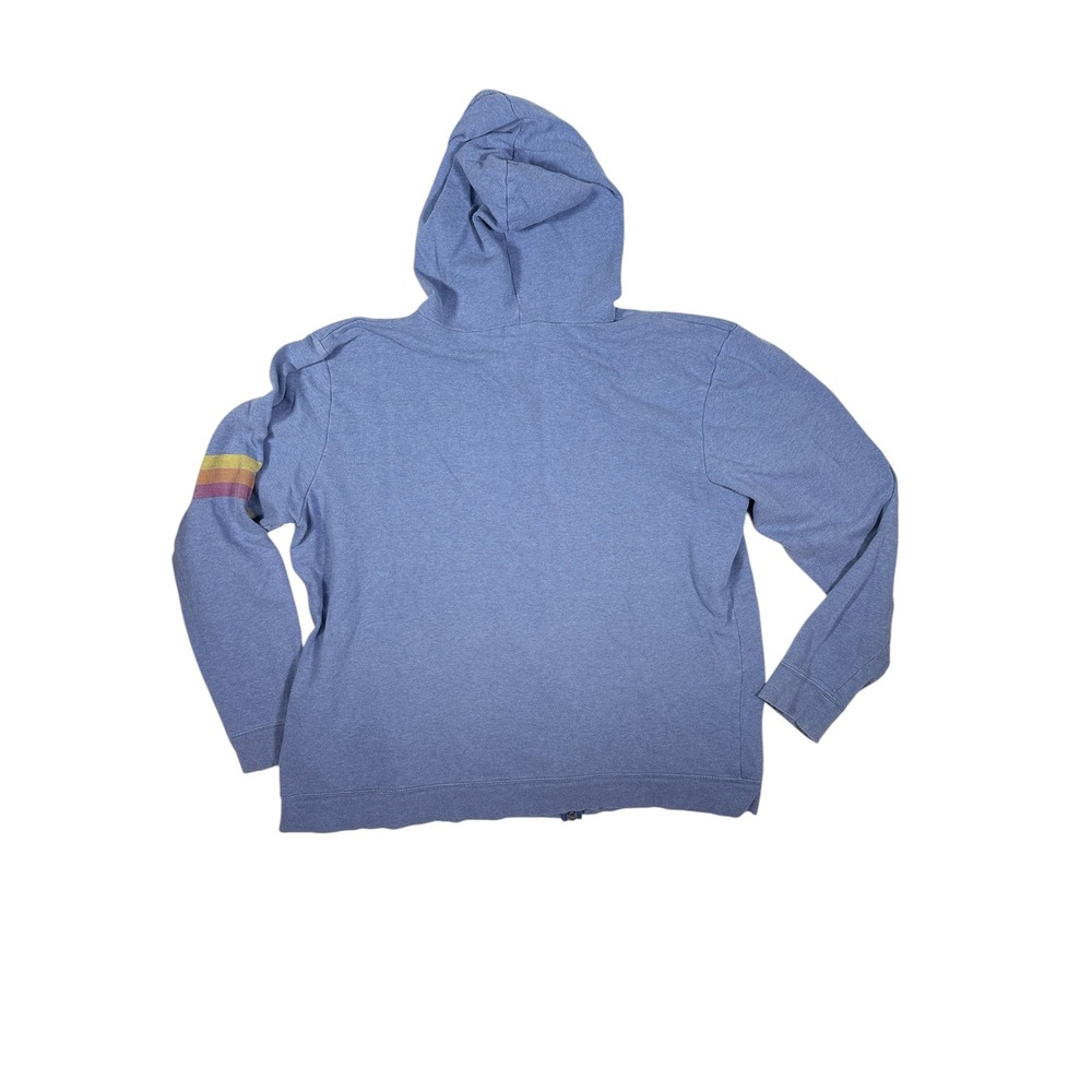 Life is Good Womens XXL Blue Full Zip Hoodie Rainbow Sleeve Sunset Graphic - Picture 3 of 12
